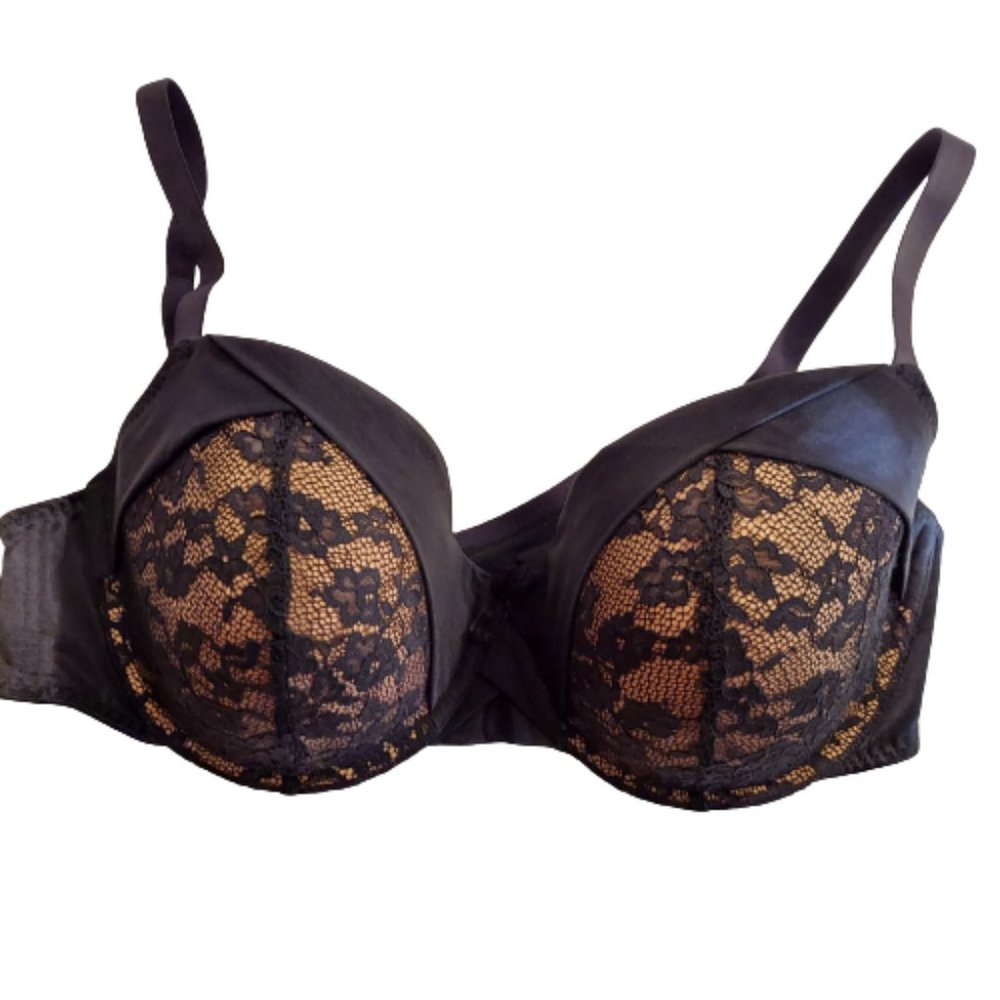 Adore Me Wired Bra- Black and Tan